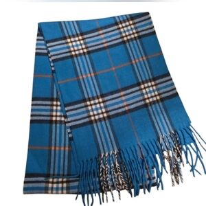 Elegant Blue Plaid Unisex Scarf 64" Long